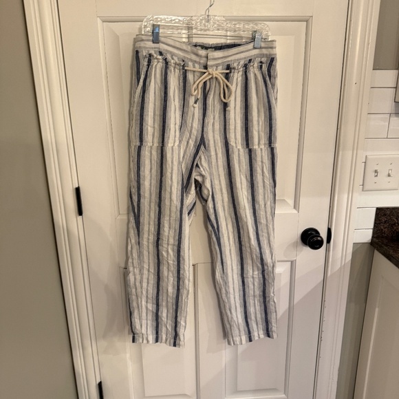 Anthropologie Seashore Striped Linen Blend Tapered Pants 31960 - Picture 6 of 16